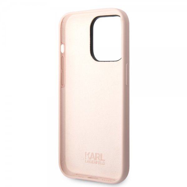 Karl Lagerfeld iPhone 14 Pro Max Suojakuori Nestemäinen Silikoni Karl Pink