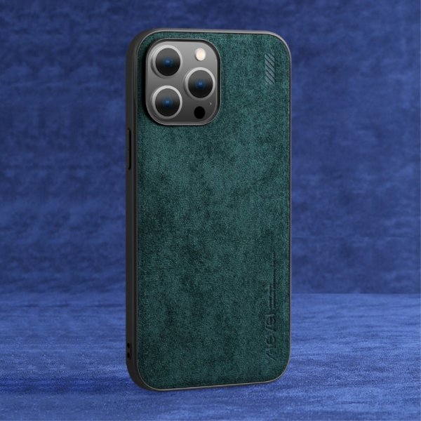 X-Level iPhone 14 Pro Max Suojakuori Mokkanahkajäljitelmä Vihreä