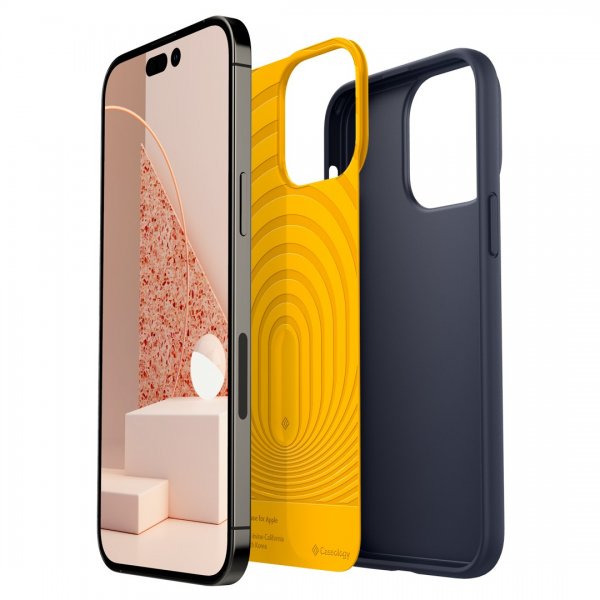 Caseology iPhone 14 Pro Max -kuori näytönsuojalla Nano Pop 360 Blueberry Navy