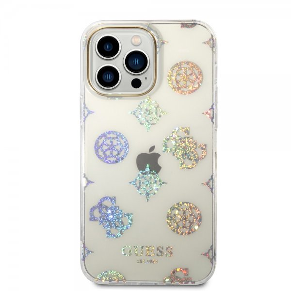 Guess iPhone 14 Pro Max Kuori Peony Glitter Valkoinen