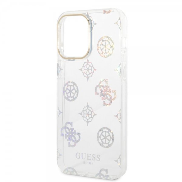 Guess iPhone 14 Pro Max Kuori Peony Glitter Valkoinen