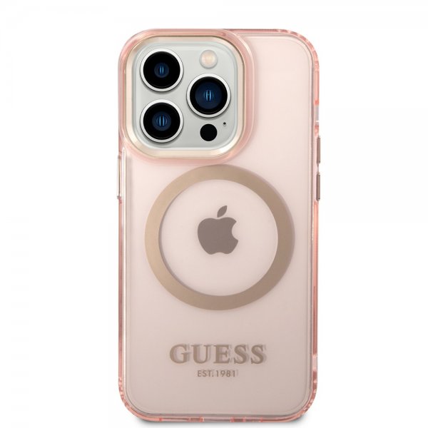 Guess iPhone 14 Pro Max Kuori Läpikuultava MagSafe Vaaleanpunainen