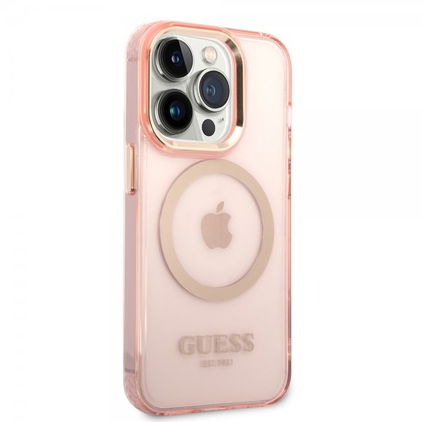Guess iPhone 14 Pro Max Kuori Läpikuultava MagSafe Vaaleanpunainen