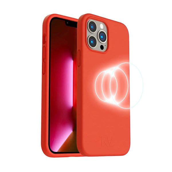 Rvelon iPhone 14 Pro -silikonikuori MagSafe, pinkki