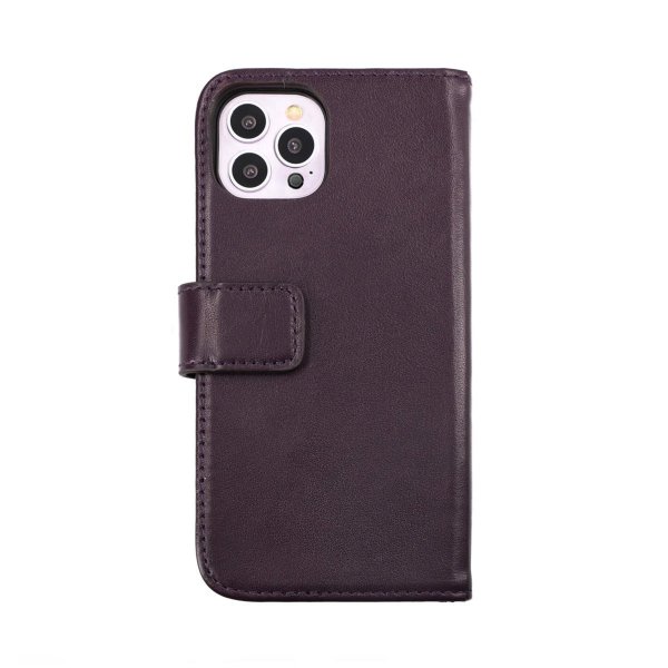 Rvelon iPhone 14 Pro -kotelo, aitoa nahkaa, korttipaikka, violetti