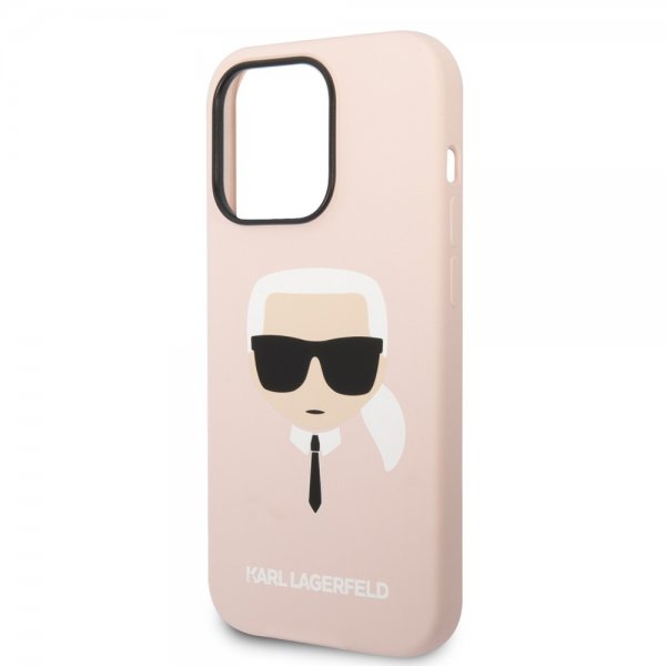 Karl Lagerfeld iPhone 14 Pro -kuoret Liquid Silicone Karl Pink