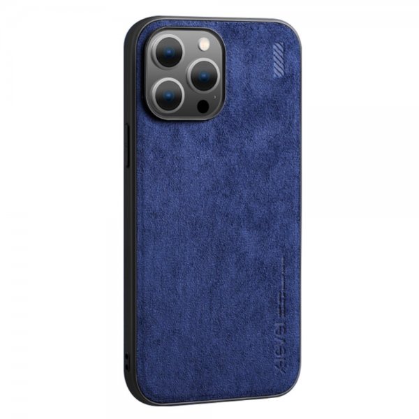 X-Level iPhone 14 Pro Suojakuori Mokkanahkakuvio Sininen