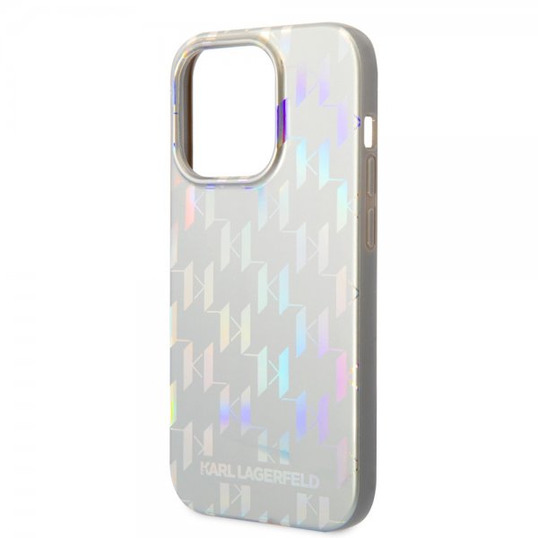 Karl Lagerfeld iPhone 14 Pro Kuori Monogram Iridescent Silver