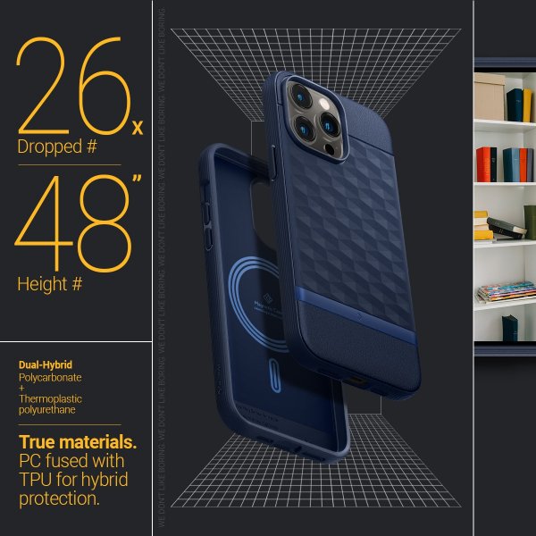 Caseology iPhone 14 Pro -suojakuori Parallax Mag Midnight Blue