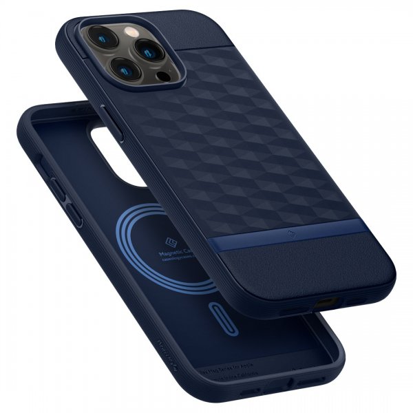 Caseology iPhone 14 Pro -suojakuori Parallax Mag Midnight Blue