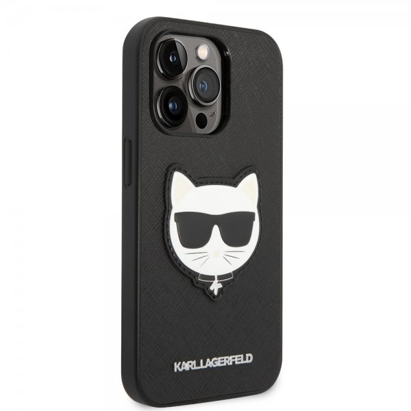 Karl Lagerfeld iPhone 14 Pro Saffiano Choupette -suojakuori, musta