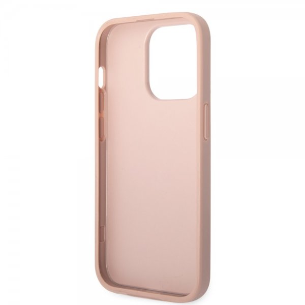 Guess iPhone 14 Pro Kuori Saffiano Metal Logo Stripes Pinkki