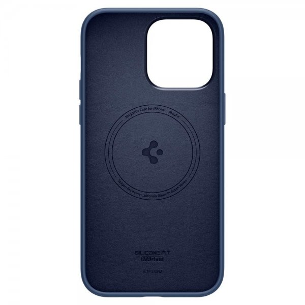 Spigen iPhone 14 Pro -kuori, Silicone Fit MagFit, laivastonsininen
