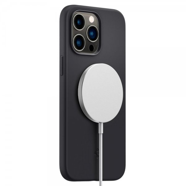 Spigen iPhone 14 Pro Suojakuori Silicone Fit MagFit Musta
