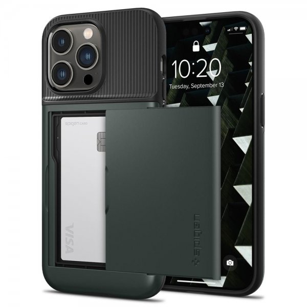 Spigen iPhone 14 Pro -suojakuori Slim Armor CS Abyss Green