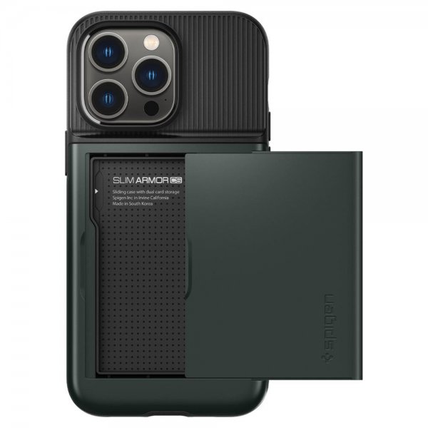 Spigen iPhone 14 Pro -suojakuori Slim Armor CS Abyss Green