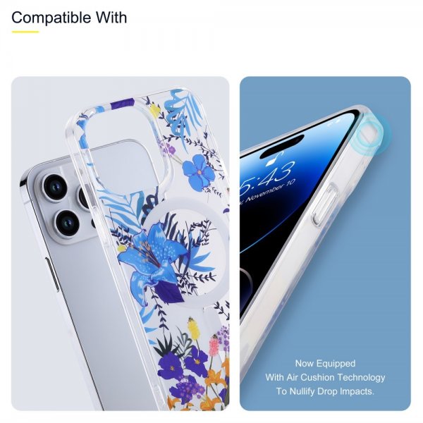 iPhone 14 Pro -kuori Spring Series MagSafe Punaiset kukat
