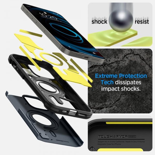 Spigen iPhone 14 Pro -suojakuori Tough Armor MagFit Metal Slate