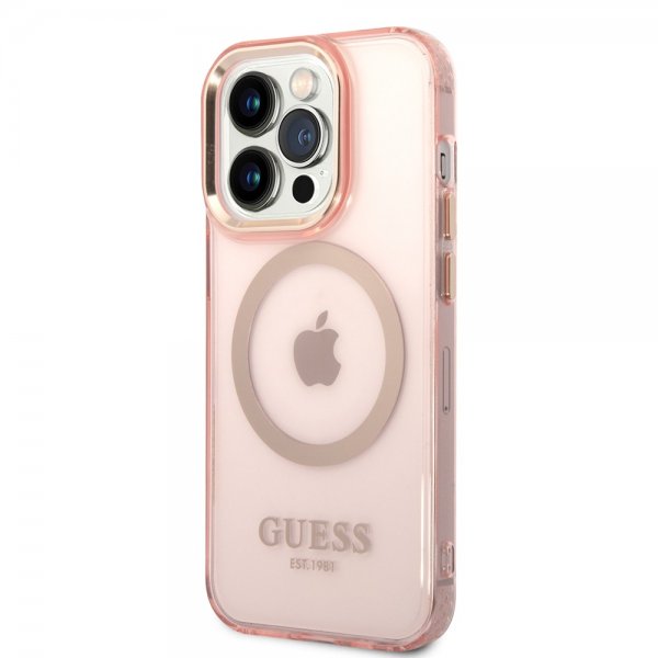 Guess iPhone 14 Pro Kuoret Translucent MagSafe Pinkki