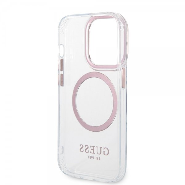 Guess iPhone 14 Pro Kuori Läpinäkyvä MagSafe Pinkki Läpinäkyvä