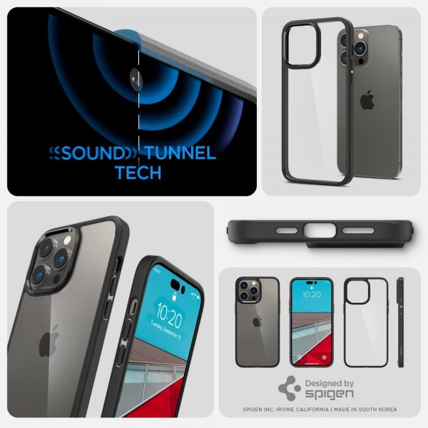 Spigen iPhone 14 Pro -kuori, Ultra Hybrid, mattamusta