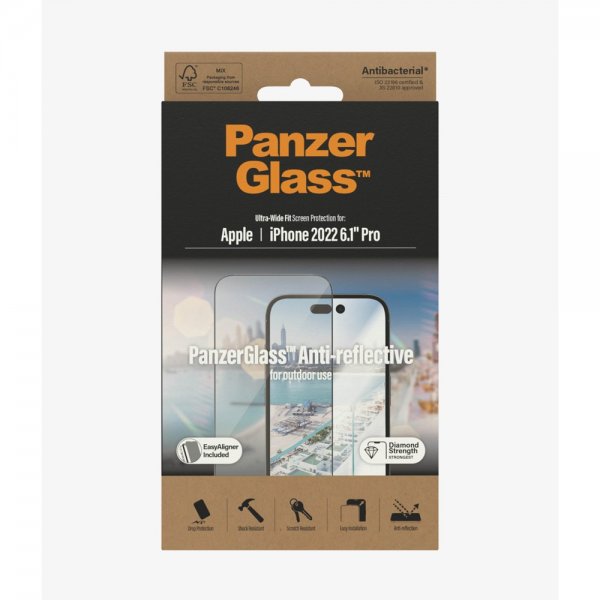 PanzerGlass iPhone 14 Pro -näytönsuoja Ultra-Wide Fit Anti-reflective EasyAligner