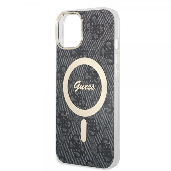 Guess iPhone 14 Kuori 4G Pattern MagSafe Musta