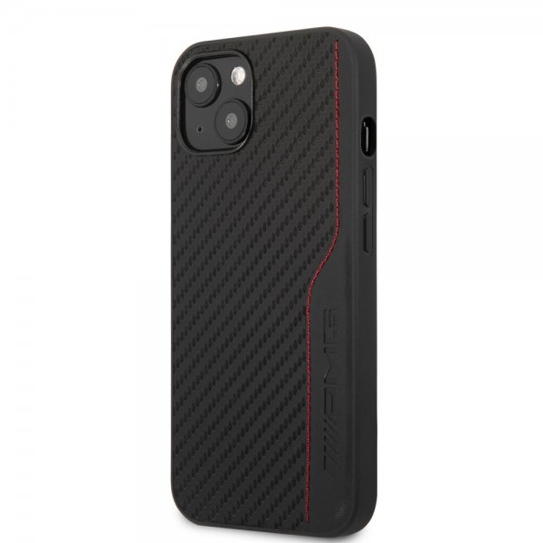 AMG iPhone 14 Kuori Hiilikuitu-efekti Leimattu Logo Musta