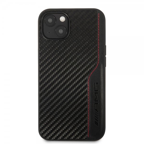 AMG iPhone 14 Kuori Hiilikuitu-efekti Leimattu Logo Musta