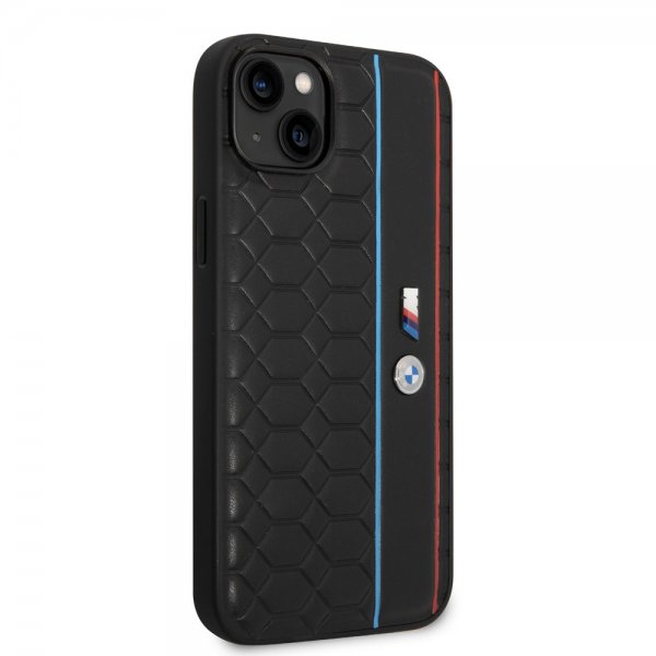 BMW iPhone 14 -suojakuori, kuusikulmainen kuvio, musta