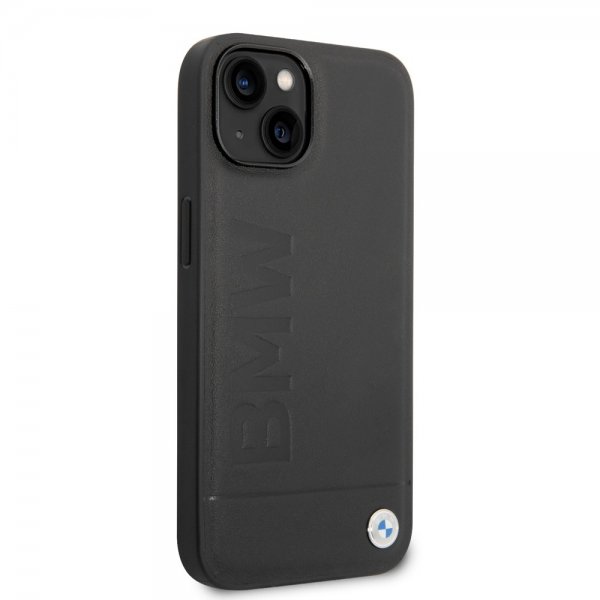 BMW iPhone 14 Kuori Hot Stamp Metal Logo Musta