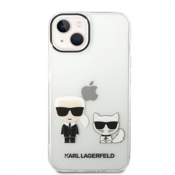 Karl Lagerfeld iPhone 14 -kuori Karl & Choupette Gradient White