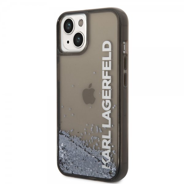 Karl Lagerfeld iPhone 14 Suojakuori Liquid Glitter Translucent Musta