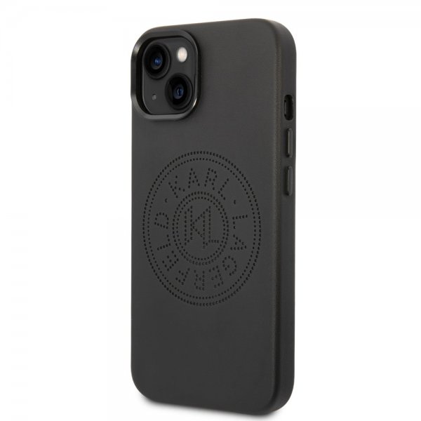 Karl Lagerfeld iPhone 14 -suojakuori, Logo Perforoitu Musta