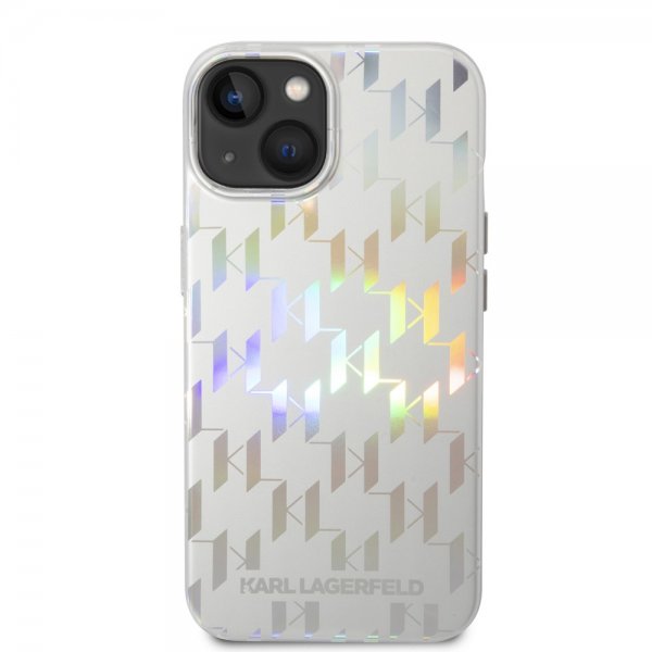 Karl Lagerfeld iPhone 14 -suojakuori Monogram Iridescent Silver