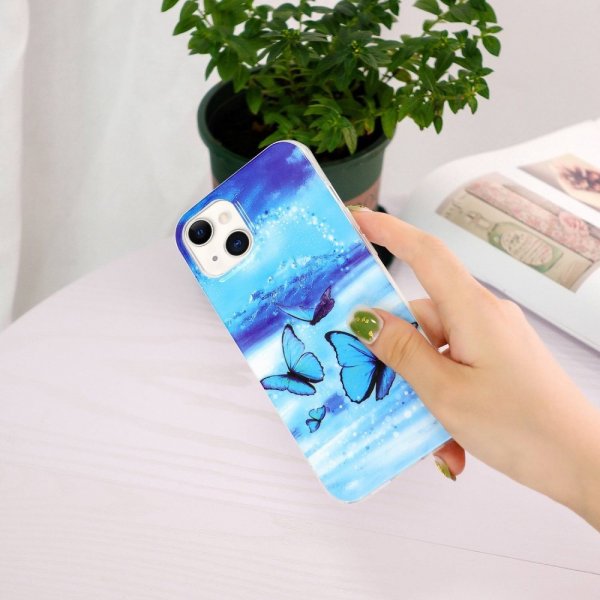 iPhone 14 Kuori Sinisiä Perhosia Aiheella