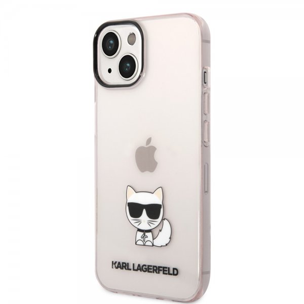 Karl Lagerfeld iPhone 14 -kuori Printed Choupette Transparent Pink