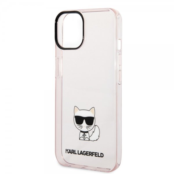 Karl Lagerfeld iPhone 14 -kuori Printed Choupette Transparent Pink