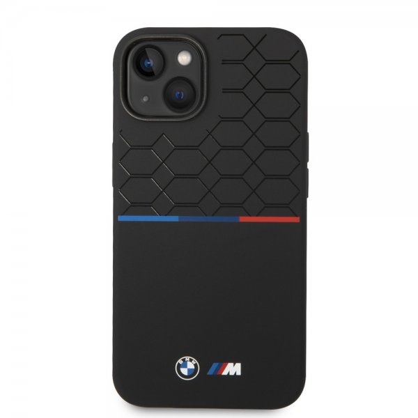 BMW iPhone 14 -suojakuori Tricolor Line & Logo musta