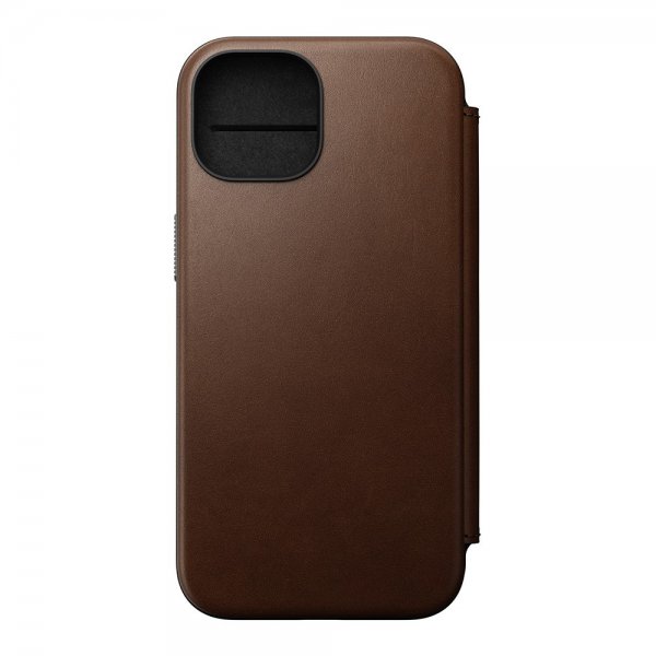 Nomad iPhone 15 Modern Leather Folio -kotelo, ruskea