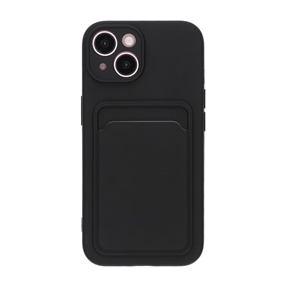 iPhone 15 Kuori Silikoni Korttitasku Musta