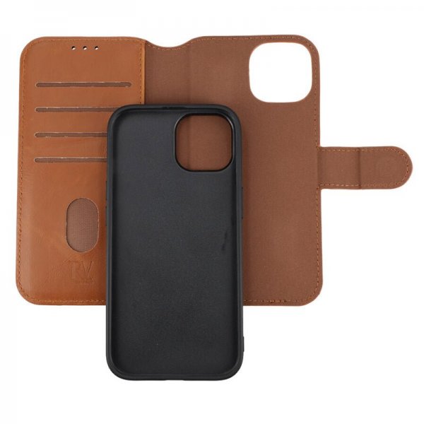 Rvelon iPhone 15 -kotelo, magneettisesti irrotettava kuori, ruskea