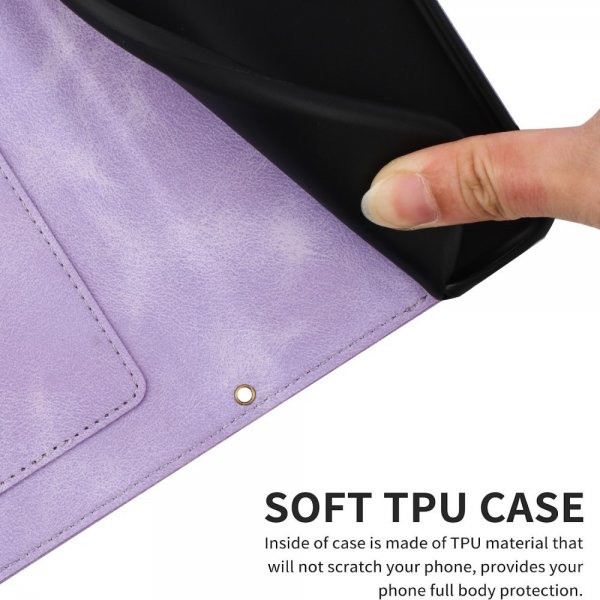 iPhone 15 Plus Suojakuori Kukkakuvio Violetti