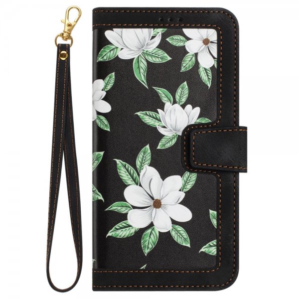 iPhone 15 Plus Suojakuori Kukkakuvio Musta