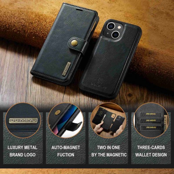 Dg.Ming iPhone 15 Plus -kotelo irrotettavalla kuorella, musta