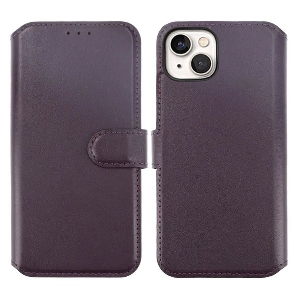 Rvelon iPhone 15 Plus Kotelo Aitoa Nahkaa Violetti