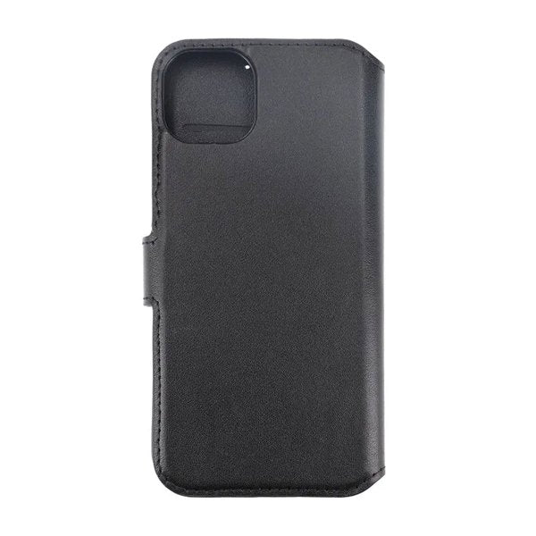 Rvelon iPhone 15 Plus Kotelo Aitoa Nahkaa Musta