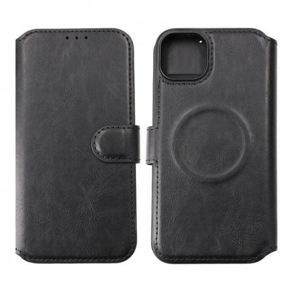 Rvelon iPhone 15 Plus Kotelo 4 Korttipaikkaa MagSafe Musta