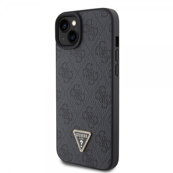 Guess iPhone 15 Plus Suojakuori 4G Metal Triangle Strass Musta
