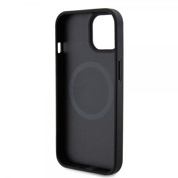 Ferrari iPhone 15 Plus Suojakuori Carbon PU Nahka MagSafe Musta